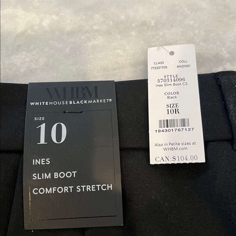WHBM Size 10 NWT Black Ines Slim Boot Comfort Stretch Pants Back/Front pockets - Picture 7 of 7